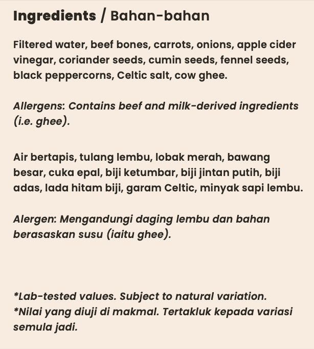 Beef Bone Broth (Frozen) – 210ml
